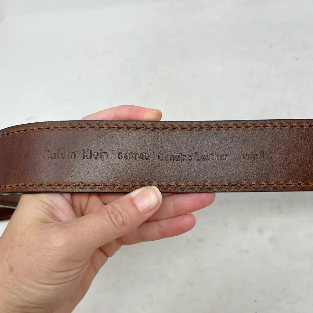 Calvin Klein Vintage Y2K Brown Leather Belt Size Small